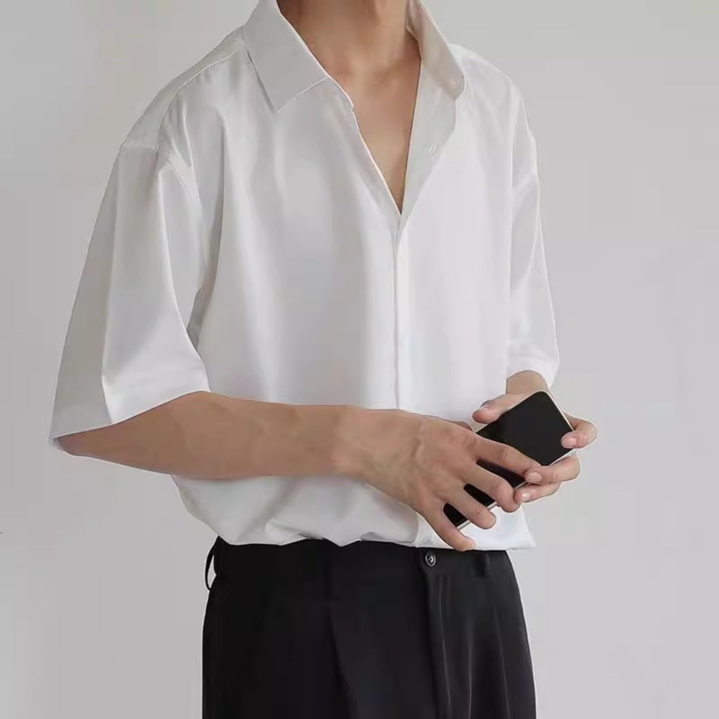 Nelipo 2024 new solid color all-match tops Shirts