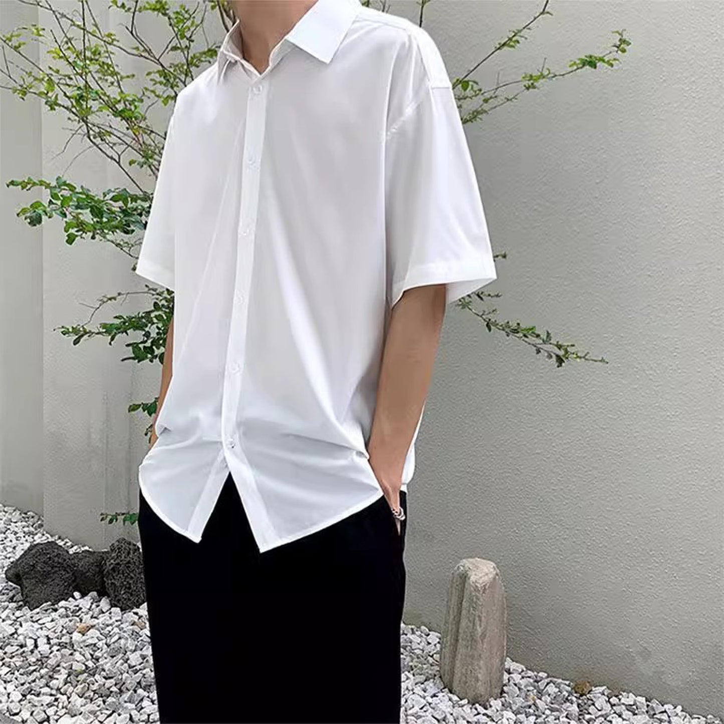Nelipo 2024 new solid color all-match tops Shirts