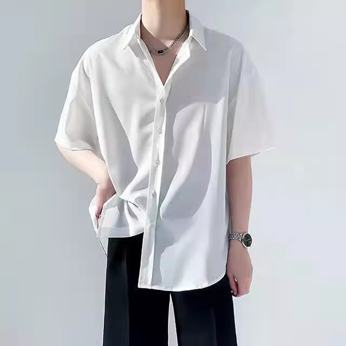 Nelipo 2024 new solid color all-match tops Shirts