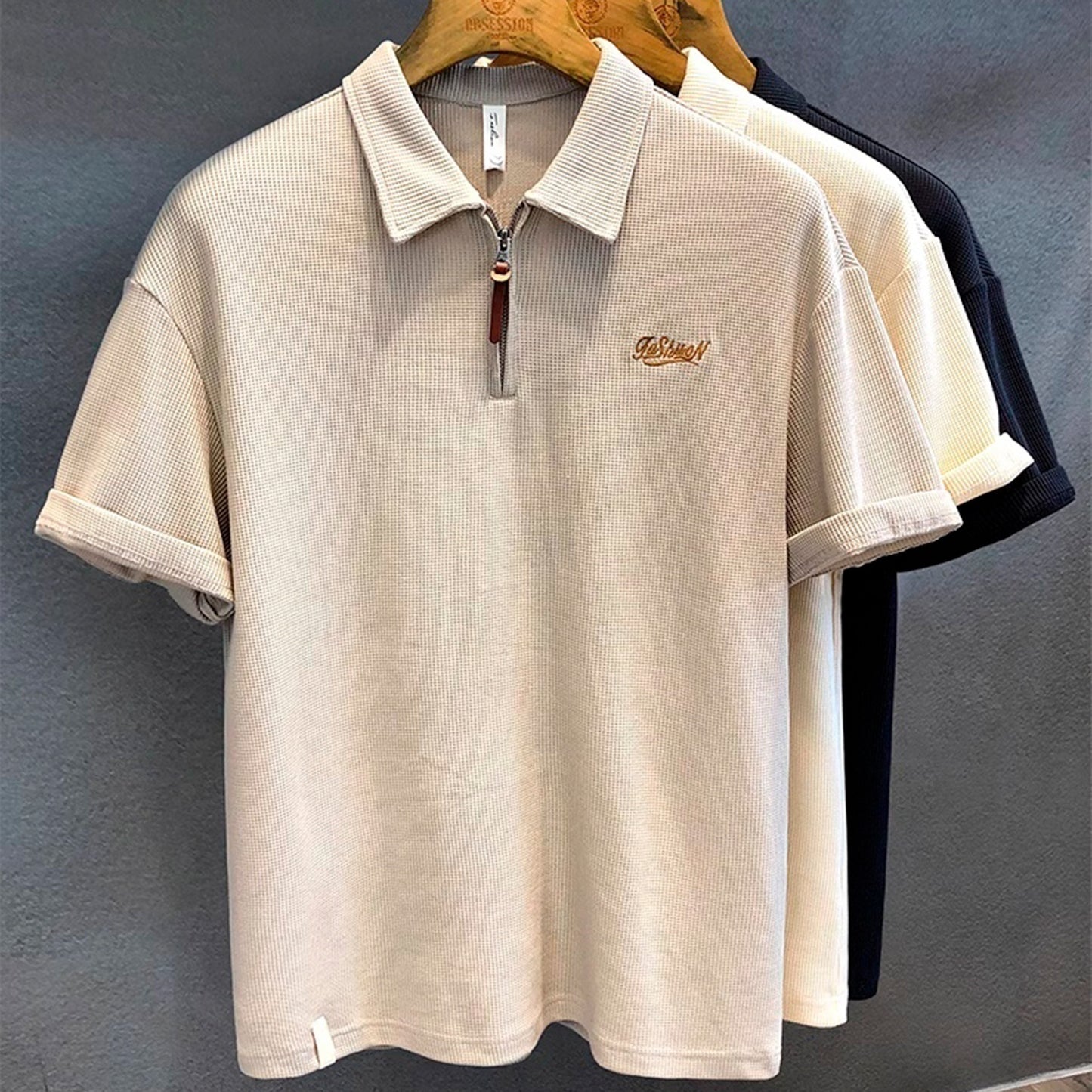 Nelipo Thin waffle short-sleeved Knit shirts for men