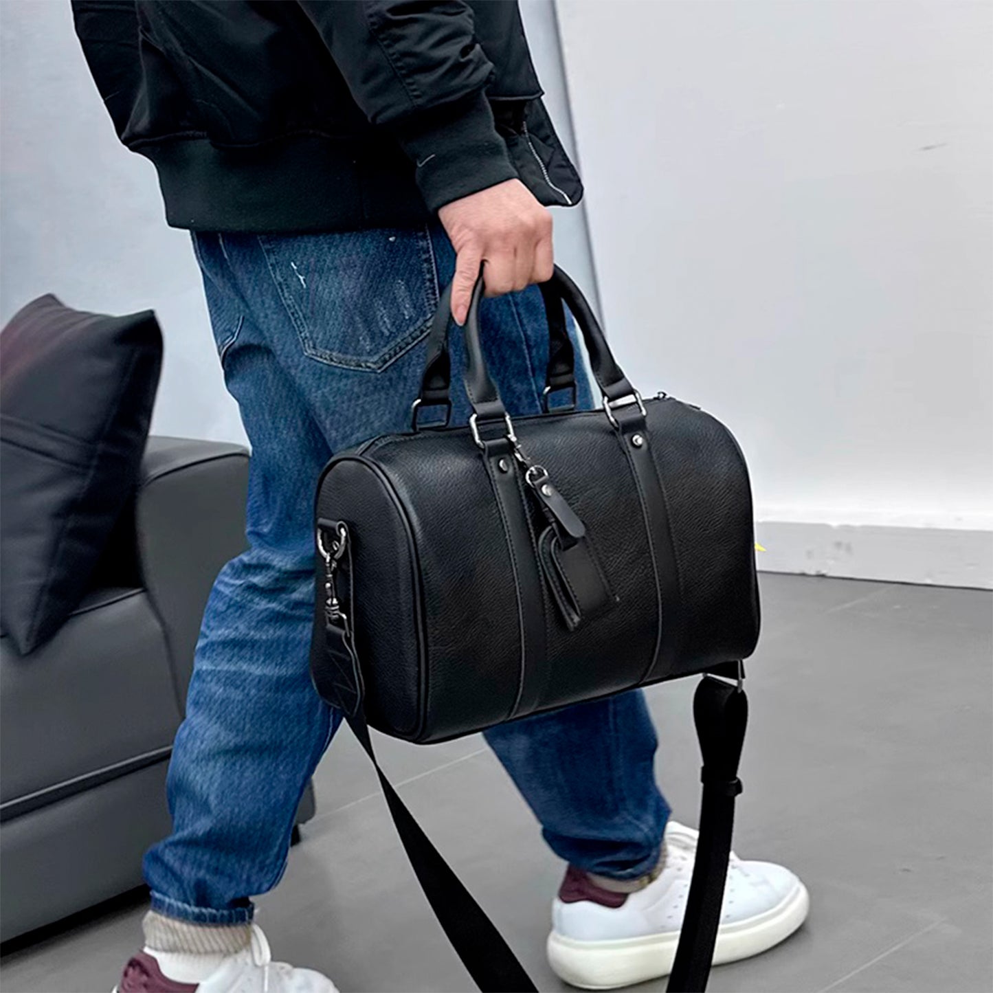 Nelipo garment bags for travel made of leather
