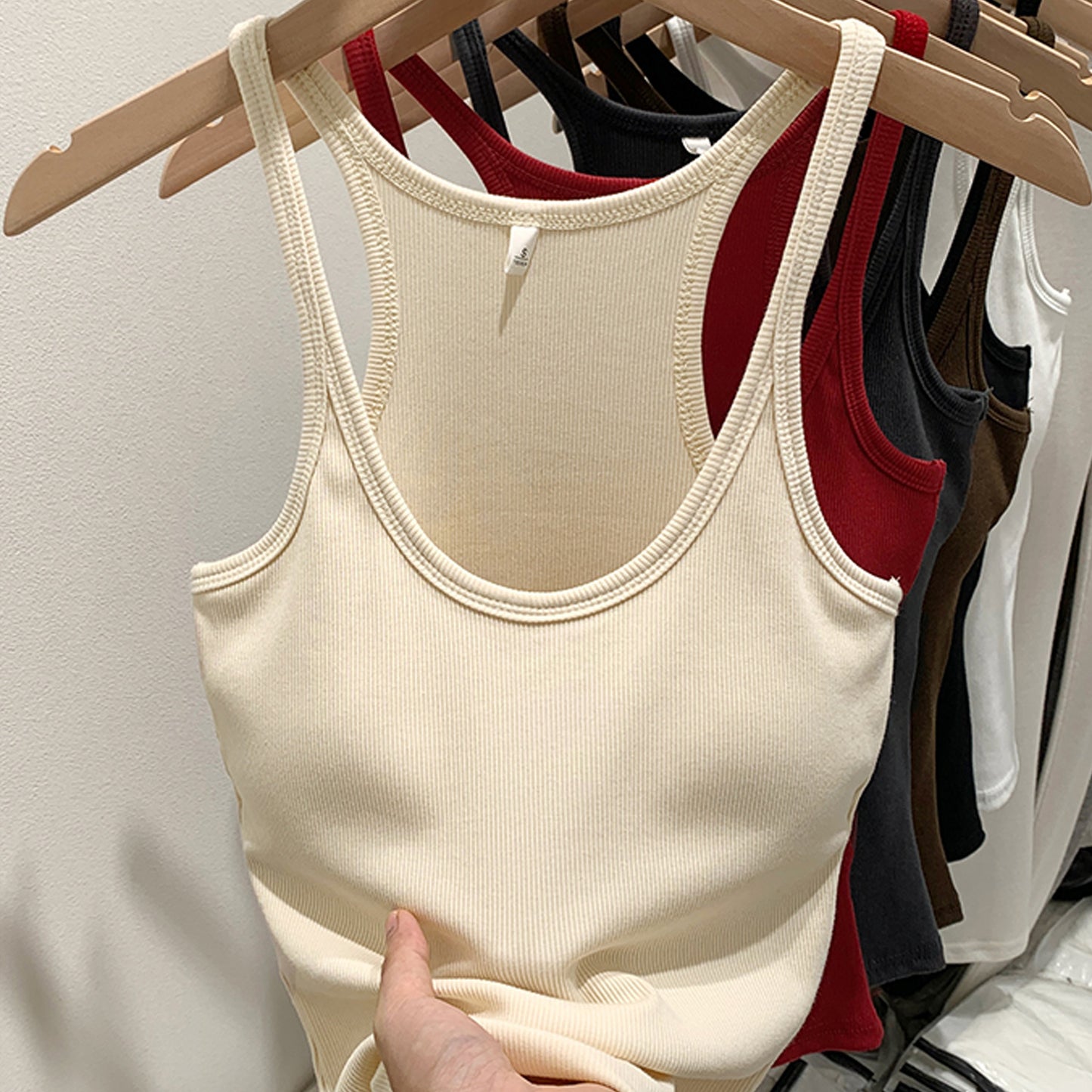 nelipo womens summer i-shaped camisoles with chest pad wear as outer layer