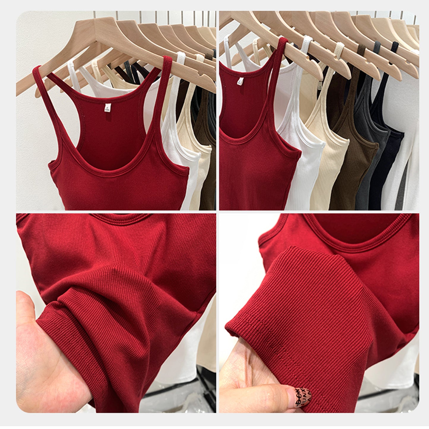 nelipo womens summer i-shaped camisoles with chest pad wear as outer layer