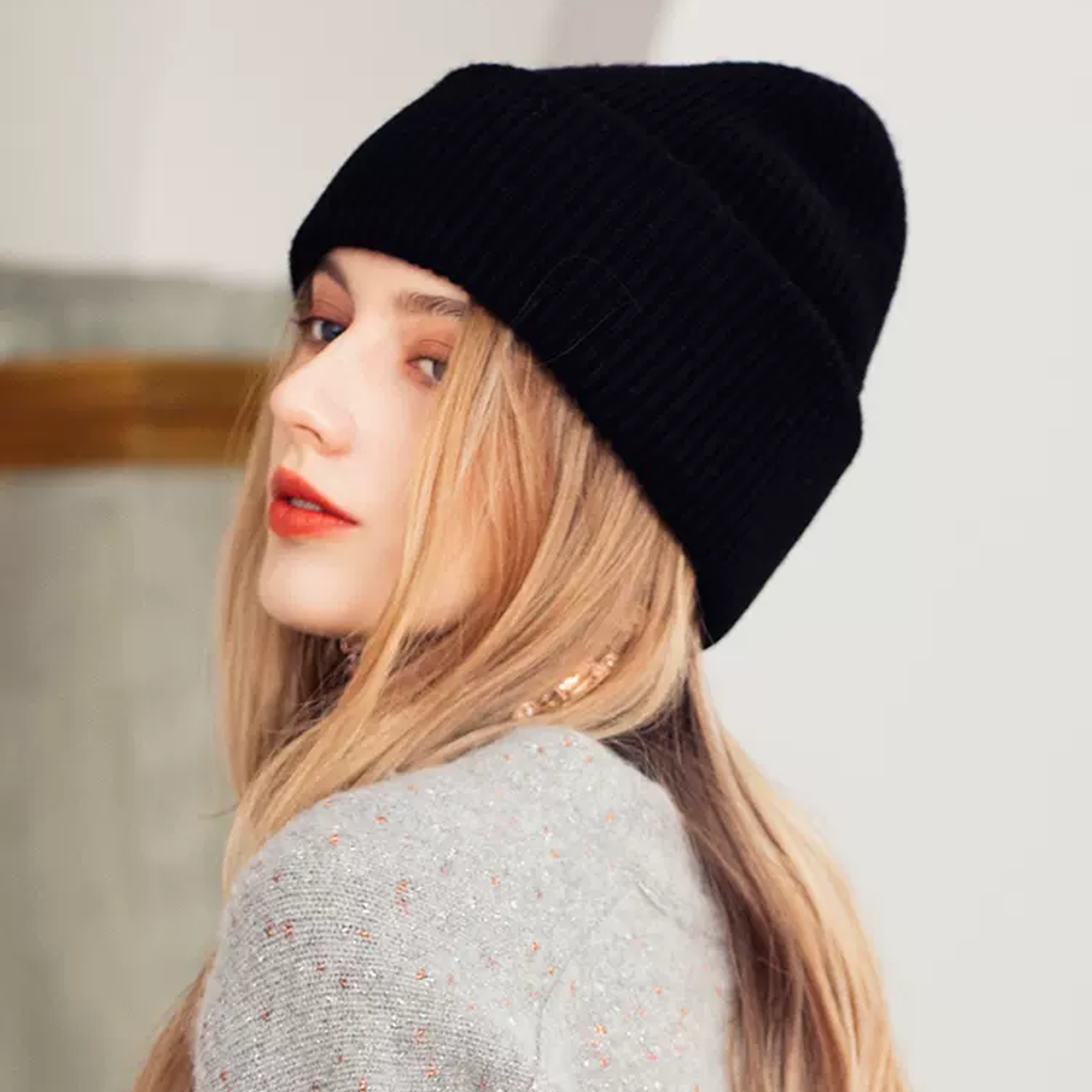 Nelipo Women's winter hats Leisure sports knitwear Pure cashmere beanie