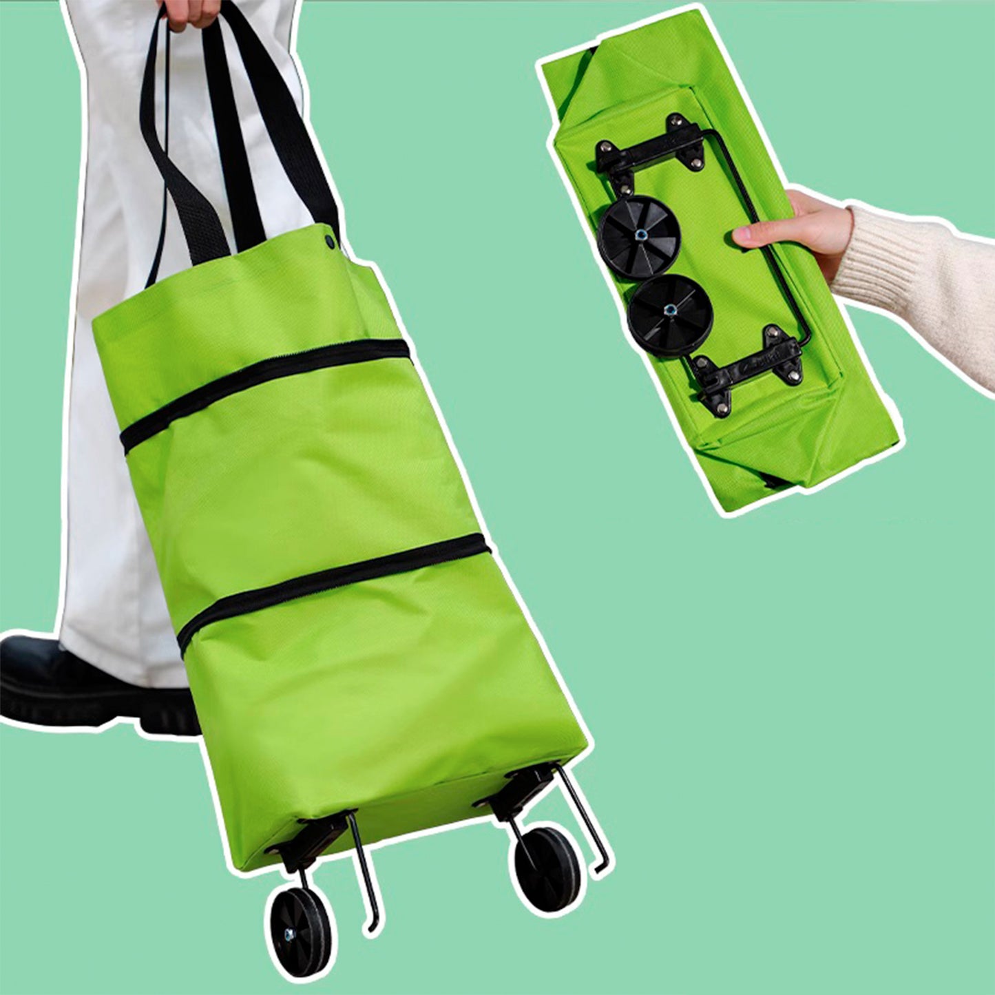 Nelipo shopping bags with wheels attached