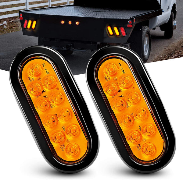 Vaxxian 6" Oval Amber LED Trailer  Tail lights for vehicles