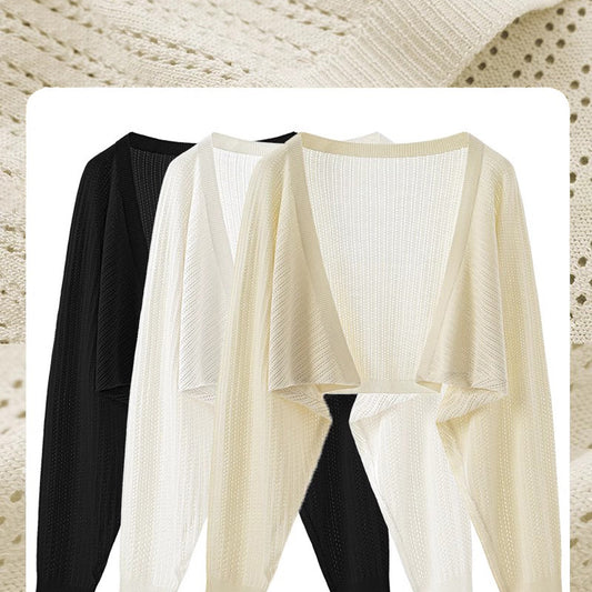 Nelipo Sunscreen Cardigan Women's Summer Ultra-thin Hollow Ice Silk Smocks