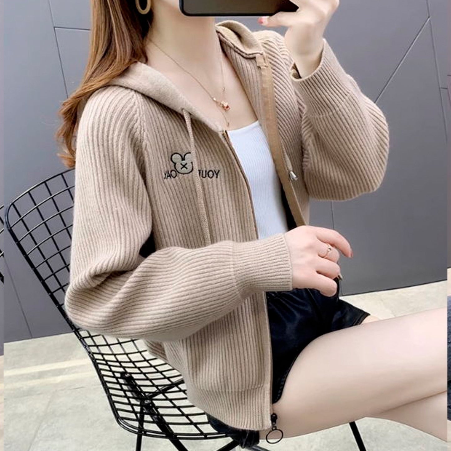 Nelipo Women's Knit jackets, large size, solid color