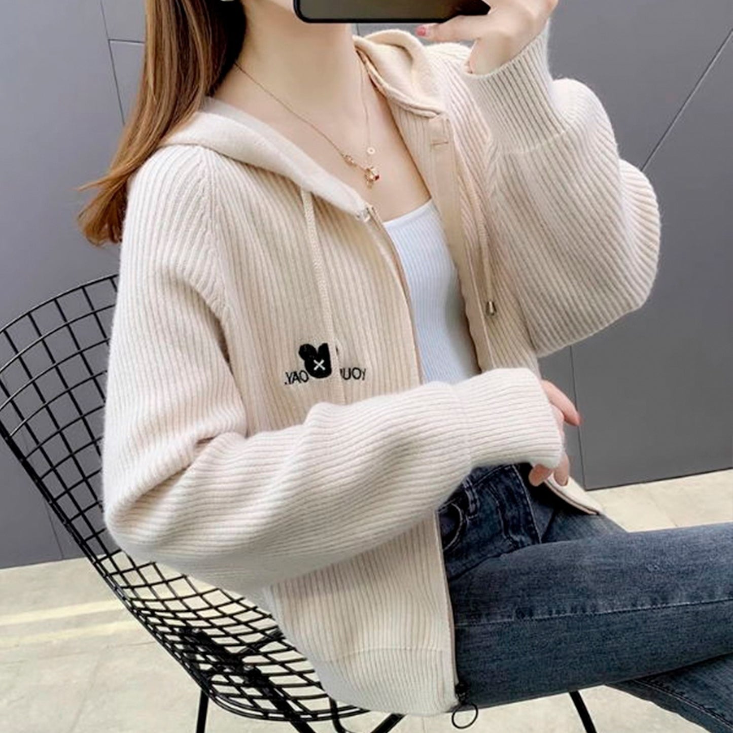 Nelipo Women's Knit jackets, large size, solid color