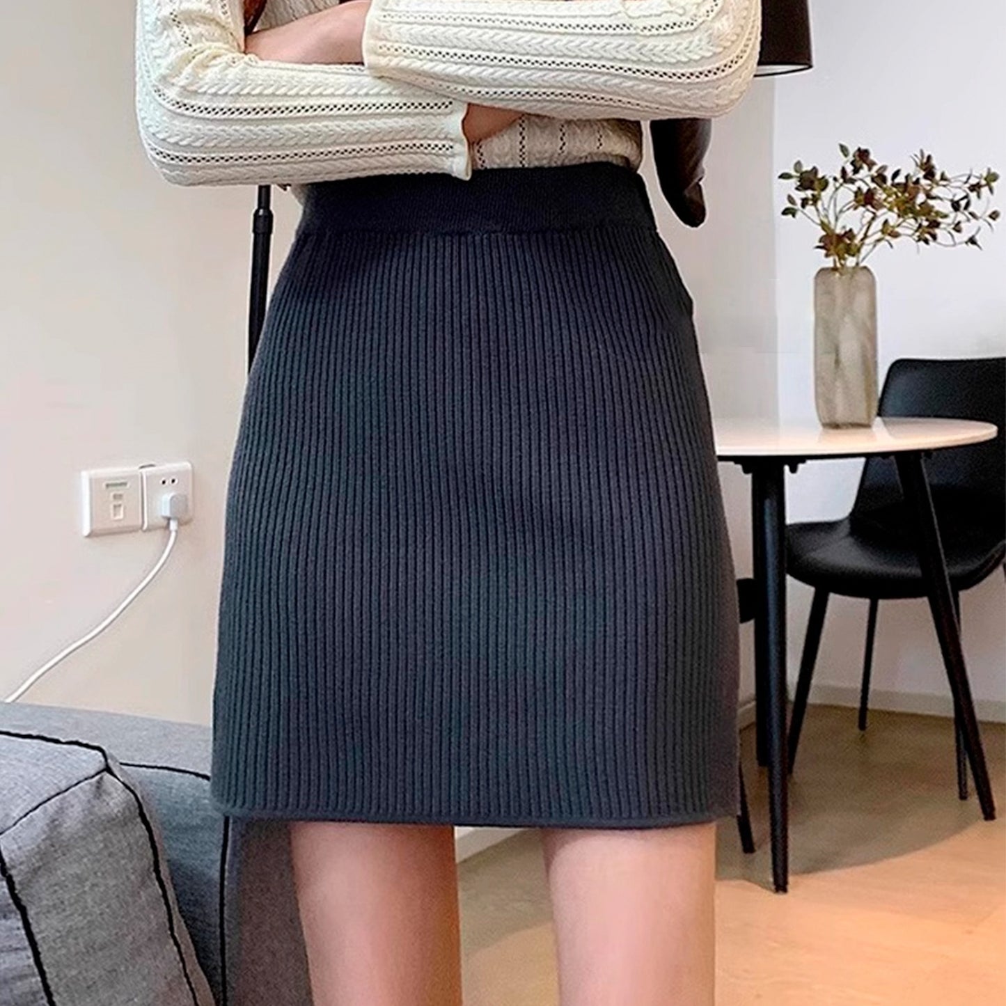 Nelipo summer new round neck knitted Skirts