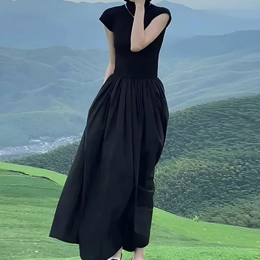 Nelipo women's black dresses Summer T-shirt long skirt Slim temperament