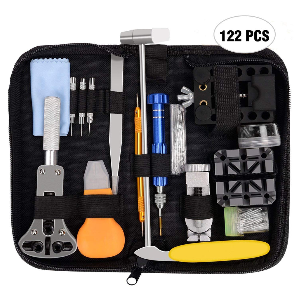 Nelipo Watch Repair Kit , 122PCS Professional Watchband Adjustment Tool Set/Spring Bars Set/ Watches Battery Replacement Tools with Carrying Case